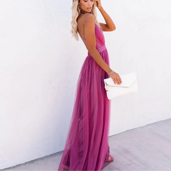 PETAL DUST MAXI DRESS MAGENTA PINK - Picture 7 of 8